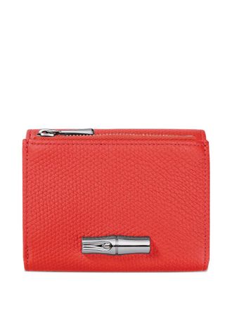 Longchamp Le Roseau compact wallet - women - Calf Leather - One Size - Red