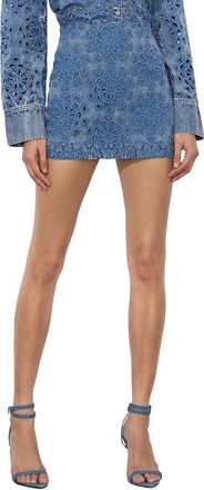 Alice & Olivia Rubi Low-Rise Denim Micro Skirt