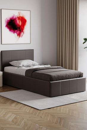 Home Discount Vida Designs Lisbon Single Ottoman Faux Leather Bed Frame UKFR Fabric in Brown