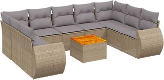 vidaXL Juego De Sof&aacute;s Jard&iacute;n Con Cojines Beige 10 Pzas Rat&aacute;n Sint&eacute;tico Vidaxl