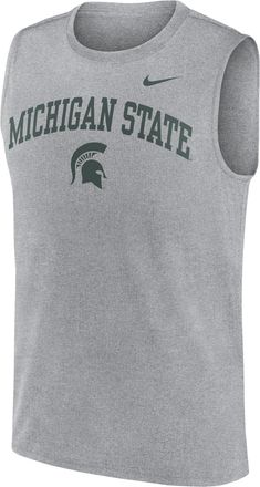 Nike Michigan State Primetime Arch Legend Nike Mens Dri-FIT College Muscle Tank Top in Grey | 01B306GMST-G1M