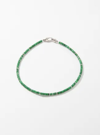 Nialaya Mens Malachite disc double-wrap bracelet