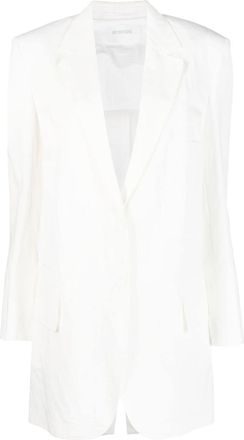 Sportmax oversized single-breasted blazer - women - Linen/Flax/Cotton/Polyester/Viscose - 40 - White