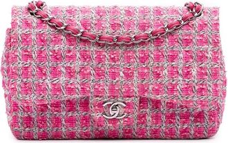 Chanel Borsa a spalla Jumbo Classic Double Flap in tweed 2014 - Rosa