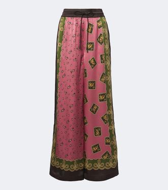 Alemais Al&eacute;mais Lacey printed silk twill palazzo pants