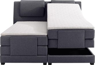 VENTE-UNIQUE.COM Cama continental boxspring poli&eacute;ster gris antracita 2 x 80 x 200 cm
