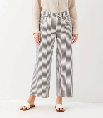 Karen Kane Stripe Cropped Jeans In Grey