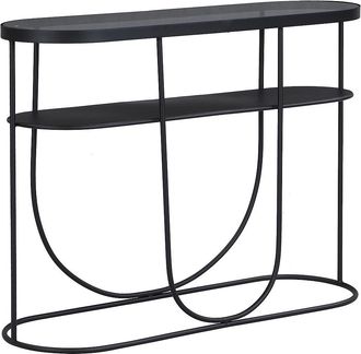 Vente-Unique Consola con 1 estante de metal y vidrio ahumado - Negro y Transparente - PRETORIA