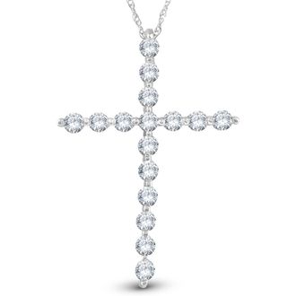 Pompeii3 5/8 Ct Diamond Cross Pendant Necklace 18 10k White Gold 1 Tall