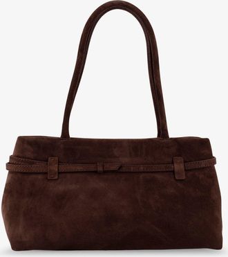 Manu Atelier Womens Shoulder Bag Le Cambon East West Brown Suede