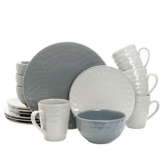 Elama Tahitian Pearl 16 Piece Stoneware Dinnerware Set in White at Nordstrom