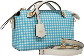 Fendi By The Way Satchel Printed Leather Blue Leather Bag (Pre-Owned)
