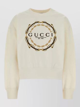 Gucci cotton crew neck sweatshirt ribbed trims