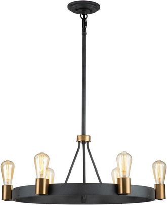Netlighting Hinkley Silas Cylindrical Pendant Ceiling Light Aged Zinc & Heritage Brass