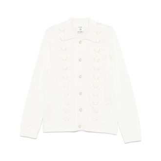 Casablanca Cardigans, male, White, Size: M White Buttoned Sweater with Spread Collar