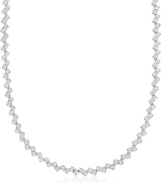 Ross-Simons CZ Zigzag Necklace in Sterling Silver