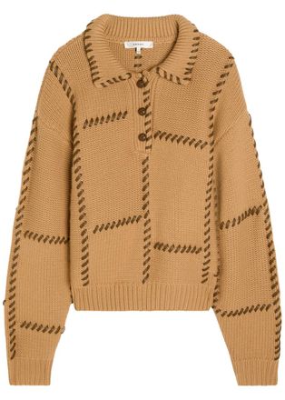 Frame Denim Leather-stitch Wool and Cashmere-blend Jumper - Bronze - XS (UK6 / XS)