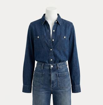 Faherty Tried & True Chambray Classic Shirt In Night Lagoon Wash