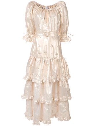 Alice McCall metallic flower embroidered gown - Gold