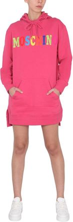 Moschino Dress With Multicolor Flocked Logo