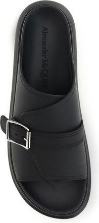 Alexander McQueen Mens Sandals Buckle Slide Black Leather