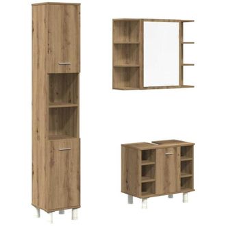 vidaXL Vidaxl - Juego De Muebles Ba&ntilde;o 3 Piezas Madera Ingenier&iacute;a Roble Artisan