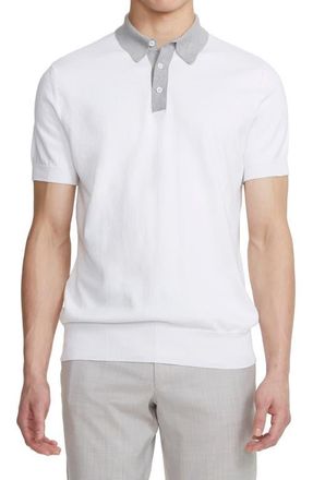 Jack Victor Bruce Contrast Collar Cotton Polo in Optic White at Nordstrom, Size Xx-Large