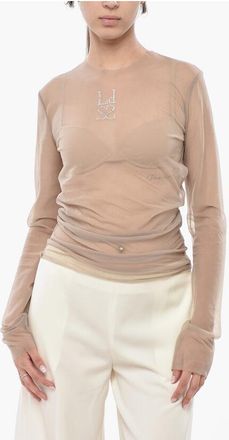 Ludovic de Saint Sernin Mesh Top with Rhinestone Logo size M