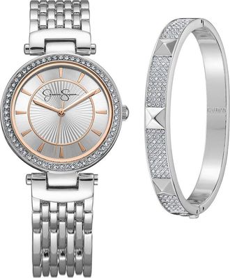 Jessica Simpson Bracelet Watch Set in Silver at Nordstrom Rack