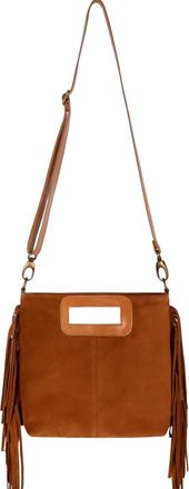 Penelope Chilvers Womens Fringe Handy Suede Bag In Chestnut