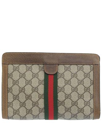 Gucci Beige Coated/Waterproof Canvas Gg Plus Clutch (Authentic Pre-Loved)