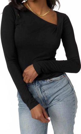 Bloomingdale's Fitted Twist Front Long Sleeve Top In Black