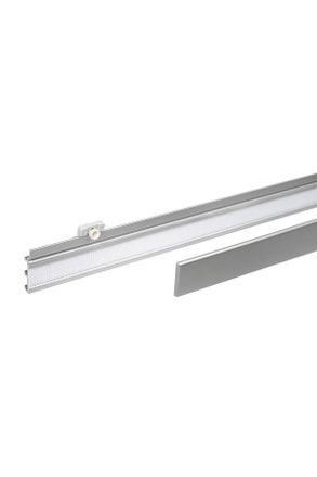 Homeware Paneelwagen, Weiß, Alufarben, Metall, Kunststoff, 60 cm, Grüner Punkt, Klettband, Heimtextilien, Vorhänge, Vorhangzubehör