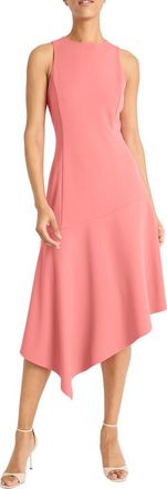 Maggy London Asymmetric Hem Fit & Flare Midi Dress in Calypso Coral at Nordstrom Rack, Size 18 (Similar To 16W)