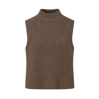 Gran Sasso Mock Neck Top - Dames - Truien - Bruin - Maat: 2XS Wol