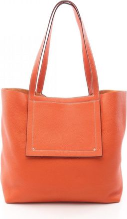 Herm&egrave;s Orange Taurillon Clemence Leather Leather Tote Bag (Pre-Owned)
