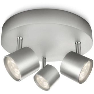 Philips 562434816 myLiving Plafoniera con 3 Spot a LED, Alluminio, Grigio