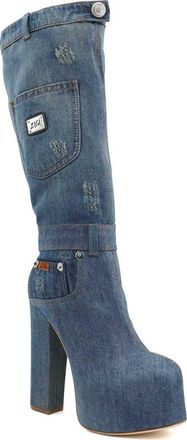 Zigi Soho Candida Platform Knee High Boot in Blue Denim at Nordstrom, Size 10