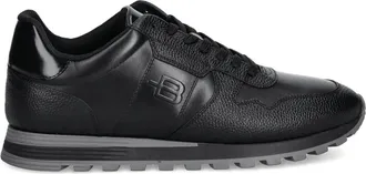 Baldinini embossed-logo panelled sneakers - men - Calf Leather/Calf Leather/Fabric/Rubber - 45 - Black
