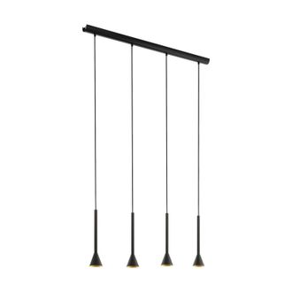 Loops Pendant Ceiling Light Colour Black Outer & Gold Inner Shade Bulb GU10 4x5W