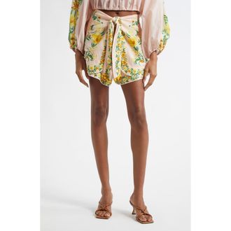 Farm Rio Botanical Beauty Tie Waist Shorts in Pink at Nordstrom Rack, Size Medium