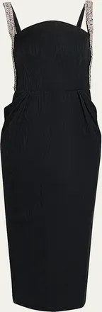 Rebecca Vallance Teles Crystal-Trim Taffeta Midi Dress