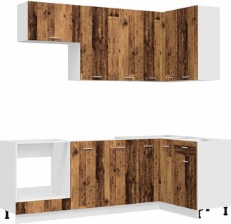 vidaXL Unidad De Cocina Lyon 8 Uds. Madera Envejecida Vidaxl