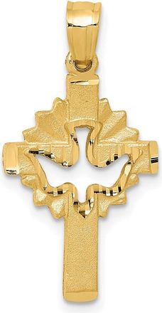 Diamond2Deal 14k Yellow Gold Dove Cross Charm