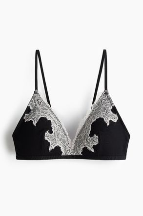 H&M Wattierter Soft-BH mit Spitzenbesatz - Schwarz