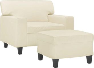 vidaXL Sill&oacute;n Con Taburete Cuero Sint&eacute;tico Color Crema 60 Cm Vidaxl