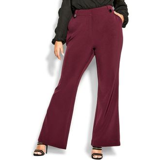 City Chic Vienna High Waist Flare Pants in Red at Nordstrom, Size Xxs