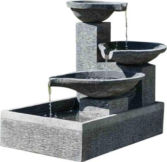 Wanda Collection Fuente de jard&iacute;n desbordante estanque 3 pilas negro gris