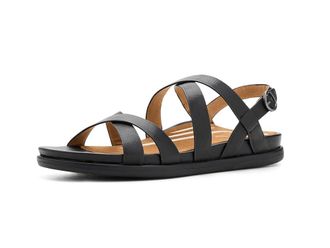 Aetrex Piper Adjustable Quarter Strap Sandals Womens Sandals Black : EU 41 (US Womens 10-10.5) M (B), Leather