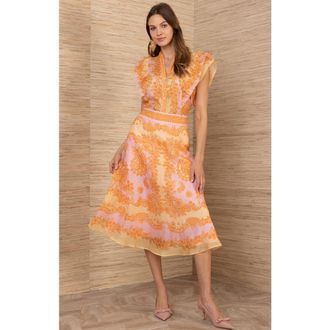 Hale Bob Winslow Linen Organza Skirt in Pink at Nordstrom, Size X-Large